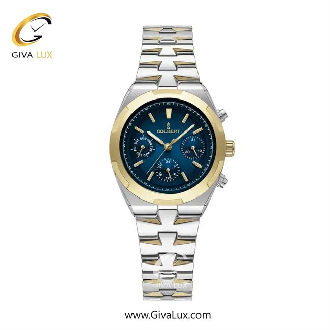 ساعت مچی اورجینال زنانه کلبرت COLBERT سه موتوره فول تایم طلایی | نقره ای-طلایی| سرمه ای| کد رفرنس 0285L