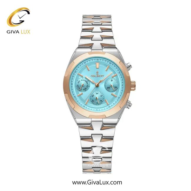ساعت مچی اورجینال زنانه کلبرت COLBERT سه موتوره فول تایم رزگلد | رزگلد-نقره ای| آبی| کد رفرنس 0285L