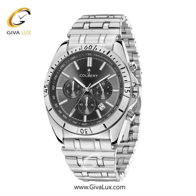 ساعت مچی اورجینال مردانه کلبرت COLBERT سه موتوره کرنوگراف نقره ای | نقره ای| دودی|تیتانیوم| کد رفرنس 0286G