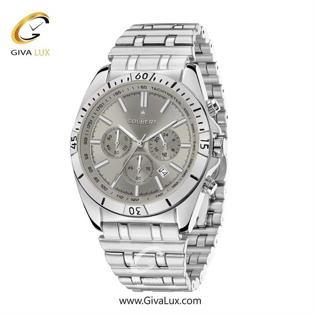 ساعت مچی اورجینال مردانه کلبرت COLBERT سه موتوره کرنوگراف نقره ای | نقره ای| طوسی| کد رفرنس 0286G