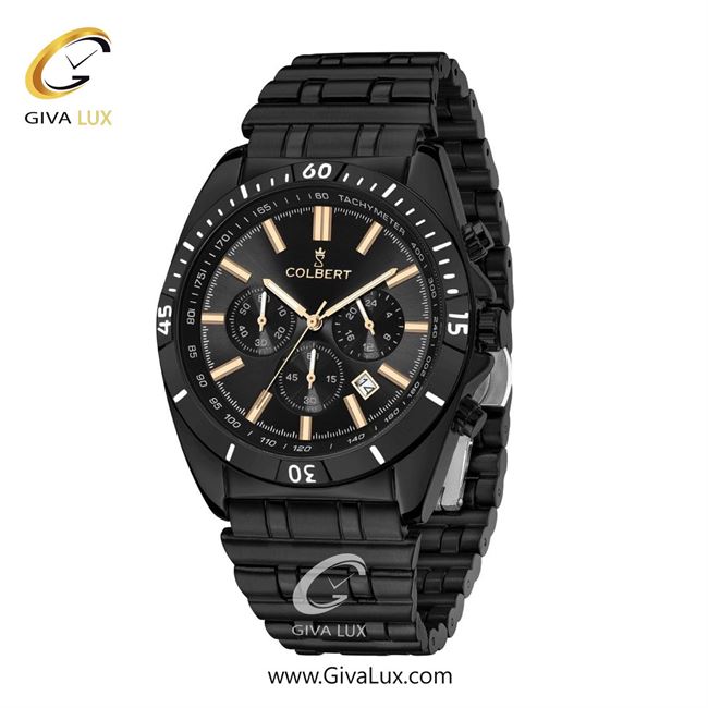 ساعت مچی اورجینال مردانه کلبرت COLBERT سه موتوره کرنوگراف مشکی | مشکی| مشکی| کد رفرنس 0286G
