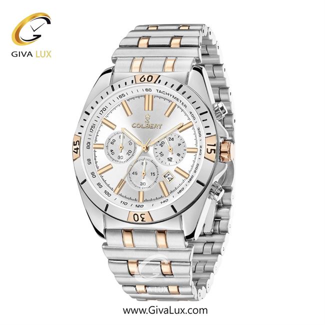 ساعت مچی اورجینال مردانه کلبرت COLBERT سه موتوره کرنوگراف نقره ای | نقره ای-رزگلد| نقره ای| کد رفرنس 0286G