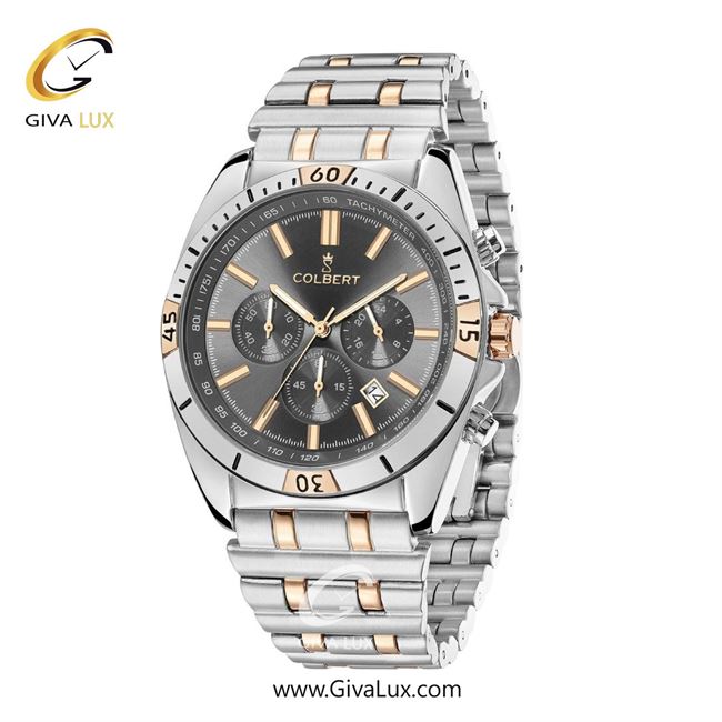 ساعت مچی اورجینال مردانه کلبرت COLBERT سه موتوره کرنوگراف نقره ای | رزگلد-نقره ای| دودی|تیتانیوم| کد رفرنس 0286G