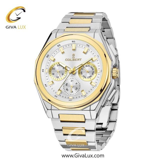 ساعت مچی اورجینال مردانه کلبرت COLBERT سه موتوره فول تایم طلایی | نقره ای-طلایی| نقره ای| کد رفرنس 0287M