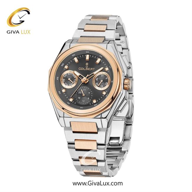 ساعت مچی اورجینال زنانه کلبرت COLBERT سه موتوره فول تایم رزگلد | نقره ای-رزگلد| دودی|تیتانیوم| کد رفرنس  0287L