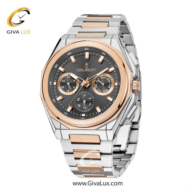 ساعت مچی اورجینال مردانه کلبرت COLBERT سه موتوره فول تایم رزگلد | نقره ای-رزگلد| دودی|تیتانیوم| کد رفرنس 0287M