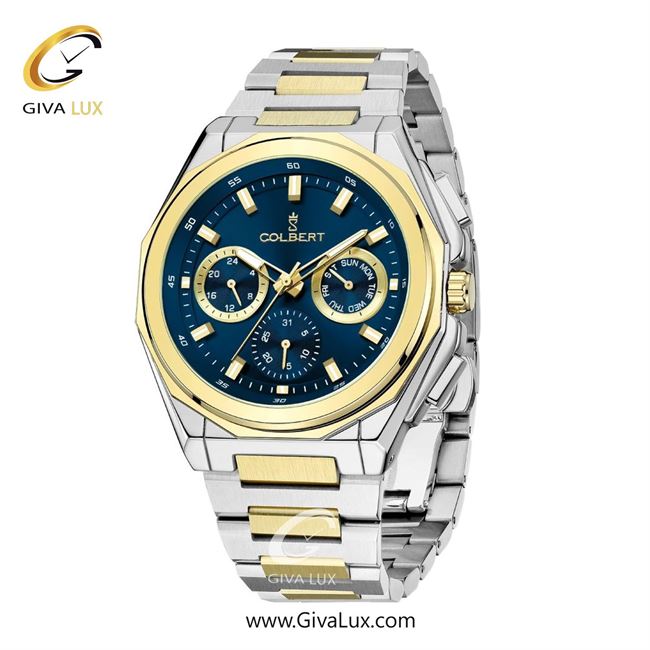 ساعت مچی اورجینال مردانه کلبرت COLBERT سه موتوره فول تایم طلایی | طلایی-نقره ای| سرمه ای| کد رفرنس 0287M