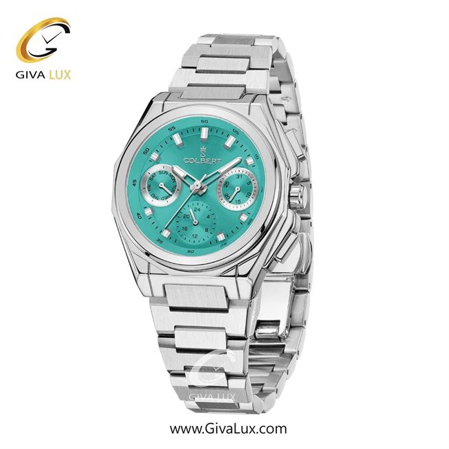 ساعت مچی اورجینال زنانه کلبرت COLBERT سه موتوره فول تایم نقره ای | نقره ای| آبی| کد رفرنس  0287L