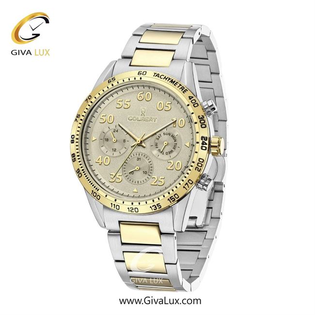 ساعت مچی اورجینال مردانه کلبرت COLBERT سه موتوره فول تایم طلایی | نقره ای-طلایی| خاکستری بژ| کد رفرنس 0288M