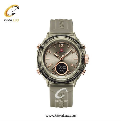 ساعت مچی اورجینال زنانه ناوی فورس|Naviforce|نوی فورس|نیوی فورس دو زمانه طوسی | طوسی| طوسی-رزگلد| کد رفرنس NF7109 GY/GY