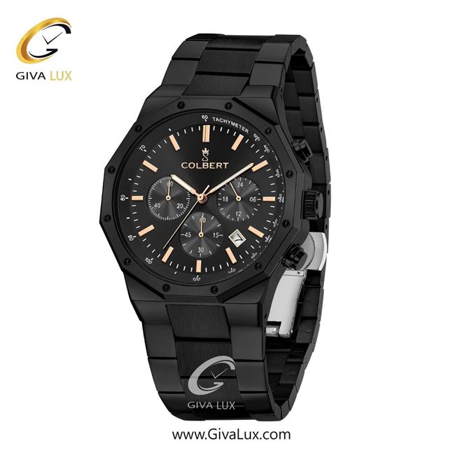 ساعت مچی اورجینال مردانه کلبرت COLBERT سه موتوره کرنوگراف مشکی | مشکی| رزگلد-مشکی| کد رفرنس 0291G