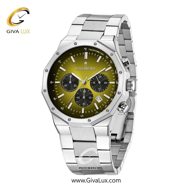 ساعت مچی اورجینال مردانه کلبرت COLBERT سه موتوره کرنوگراف نقره ای | نقره ای| زیتونی| کد رفرنس 0291G