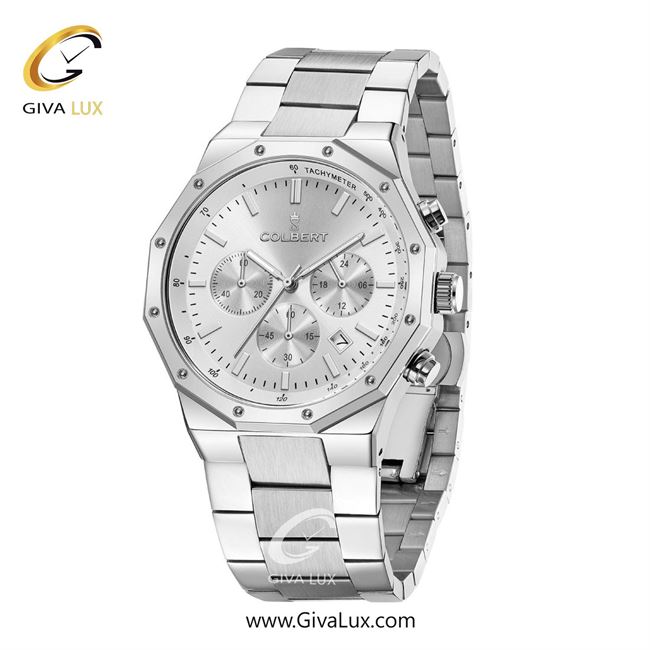 ساعت مچی اورجینال مردانه کلبرت COLBERT سه موتوره کرنوگراف نقره ای | نقره ای| نقره ای| کد رفرنس 0291G