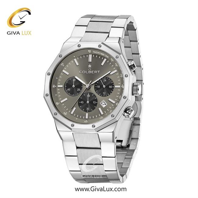 ساعت مچی اورجینال مردانه کلبرت COLBERT سه موتوره کرنوگراف نقره ای | نقره ای| طوسی| کد رفرنس 0291G