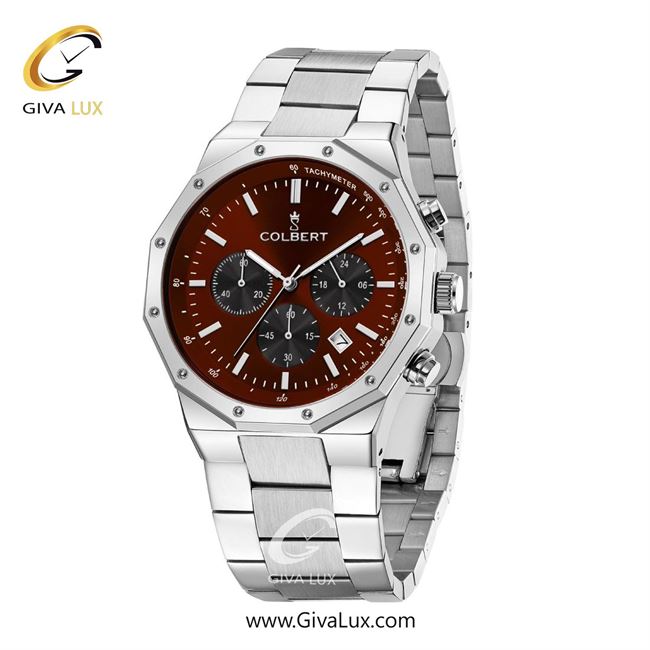 ساعت مچی اورجینال مردانه کلبرت COLBERT سه موتوره کرنوگراف نقره ای | نقره ای| زرشکی| کد رفرنس 0291G