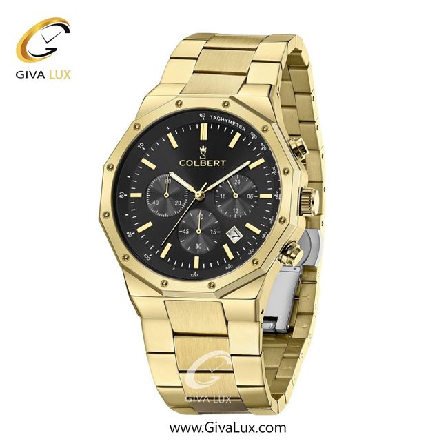 ساعت مچی اورجینال مردانه کلبرت COLBERT سه موتوره کرنوگراف طلایی | طلایی| مشکی| کد رفرنس 0291G