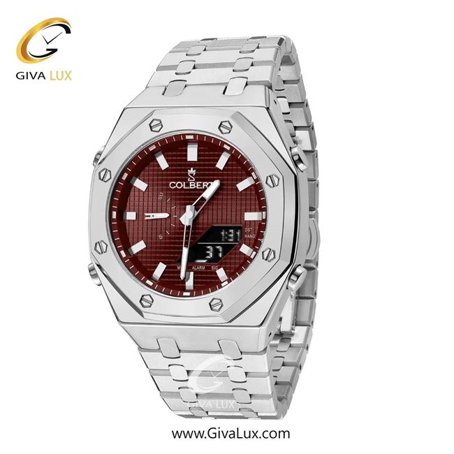 ساعت مچی اورجینال مردانه کلبرت COLBERT دو زمانه نقره ای | نقره ای| زرشکی| کد رفرنس 0293G