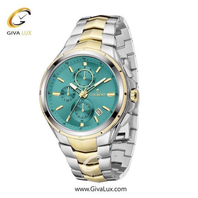 ساعت مچی اورجینال مردانه کلبرت COLBERT سه موتوره کرنوگراف طلایی-نقره ای | طلایی-نقره ای| سبزآبی| کد رفرنس 0294M