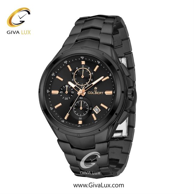 ساعت مچی اورجینال مردانه کلبرت COLBERT سه موتوره کرنوگراف مشکی | مشکی| مشکی| کد رفرنس 0294M
