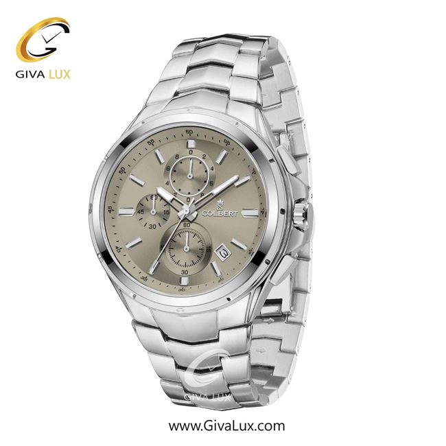 ساعت مچی اورجینال مردانه کلبرت COLBERT سه موتوره کرنوگراف نقره ای | نقره ای| خاکی| کد رفرنس 0294M