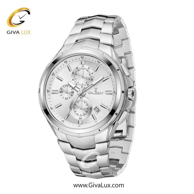 ساعت مچی اورجینال مردانه کلبرت COLBERT سه موتوره کرنوگراف نقره ای | نقره ای| نقره ای| کد رفرنس 0294M