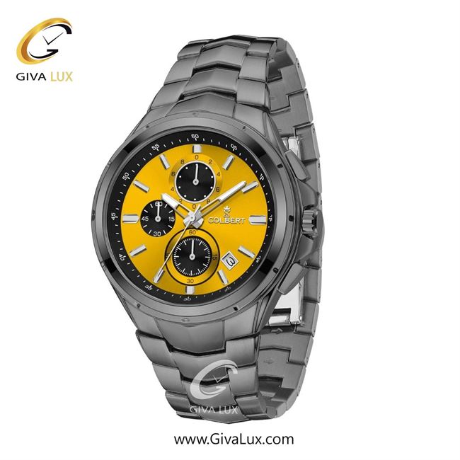 ساعت مچی اورجینال مردانه کلبرت COLBERT سه موتوره کرنوگراف تیتانیوم | تیتانیوم| زرد| کد رفرنس 0294M