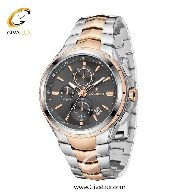 ساعت مچی اورجینال مردانه کلبرت COLBERT سه موتوره کرنوگراف رزگلد-نقره ای | رزگلد-نقره ای| دودی|تیتانیوم| کد رفرنس 0294M