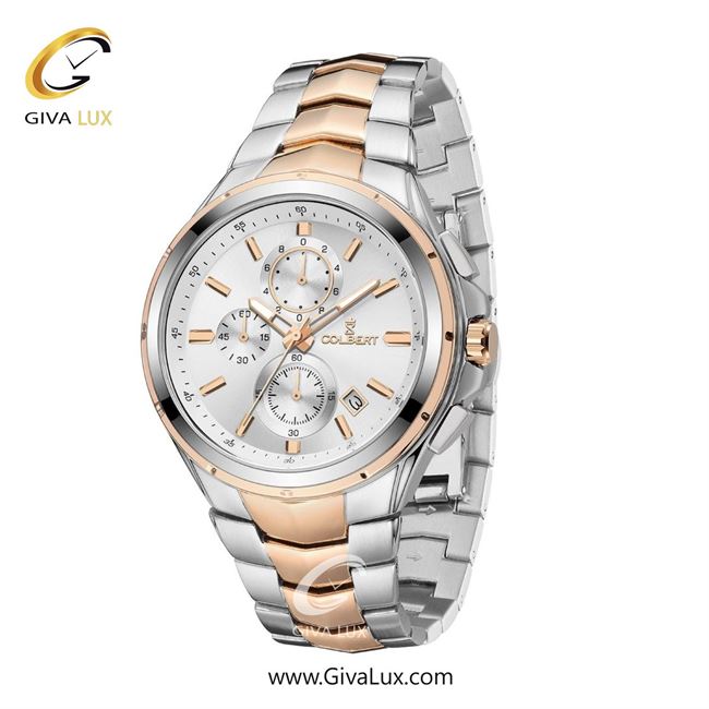 ساعت مچی اورجینال مردانه کلبرت COLBERT سه موتوره کرنوگراف رزگلد-نقره ای | رزگلد-نقره ای| نقره ای| کد رفرنس 0294M