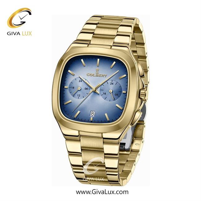 ساعت مچی اورجینال مردانه کلبرت COLBERT سه موتوره فول تایم طلایی | طلایی| آبی| کد رفرنس 0295G