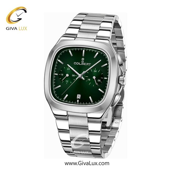 ساعت مچی اورجینال مردانه کلبرت COLBERT سه موتوره فول تایم نقره ای | نقره ای| سبز یشمی تیره| کد رفرنس 0295G