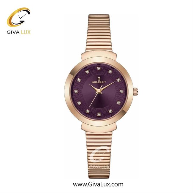 ساعت مچی اورجینال زنانه کلبرت COLBERT رزگلد | رزگلد| بادمجانی| کد رفرنس 0301L