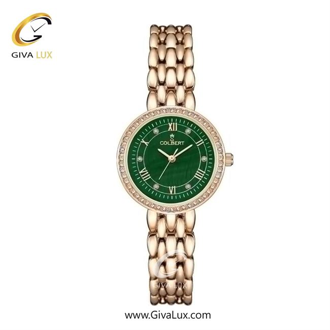 ساعت مچی اورجینال زنانه کلبرت COLBERT رزگلد | رزگلد| سبز یشمی تیره| کد رفرنس 0304L