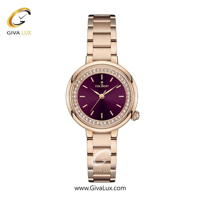 ساعت مچی اورجینال زنانه کلبرت COLBERT رزگلد | رزگلد| بادمجانی| کد رفرنس 0307L