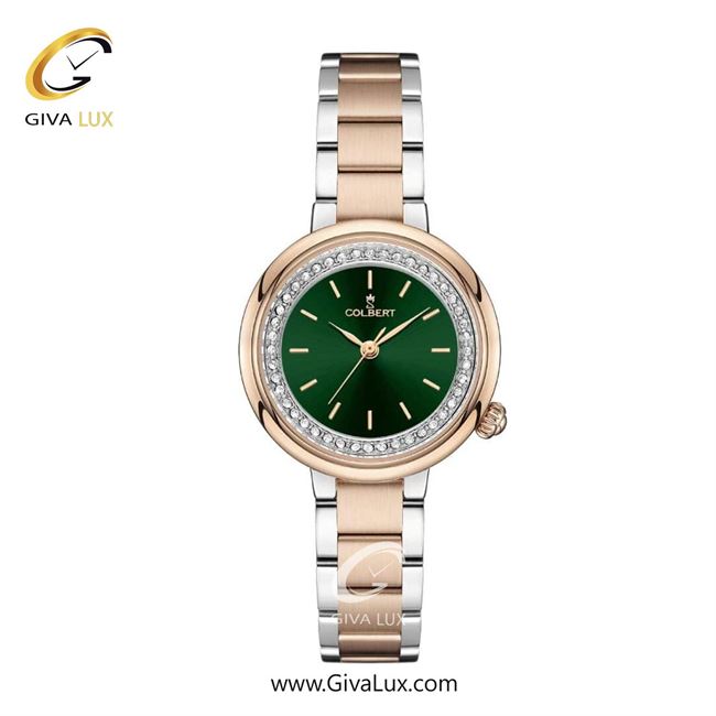 ساعت مچی اورجینال زنانه کلبرت COLBERT رزگلد-نقره ای | نقره ای-رزگلد| سبز یشمی تیره| کد رفرنس 0307L