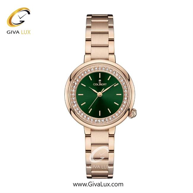 ساعت مچی اورجینال زنانه کلبرت COLBERT رزگلد | رزگلد| سبز یشمی تیره| کد رفرنس 0307L