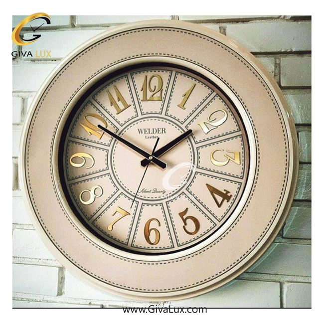 ساعت دیواری اورجینال ولدر چوب-چرمی-PVC سفید| کد رفرنس 308