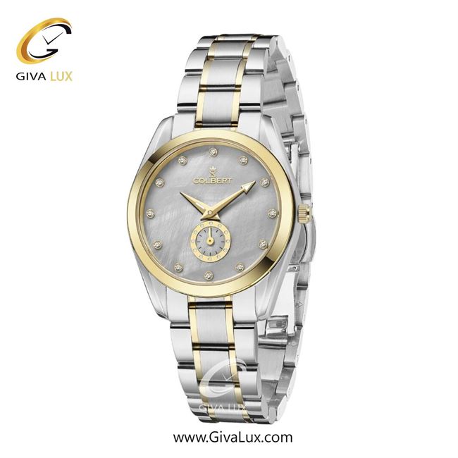ساعت مچی اورجینال زنانه کلبرت COLBERT دو موتوره زیر ثانیه طلایی | طلایی-نقره ای| طوسی| کد رفرنس 0308L