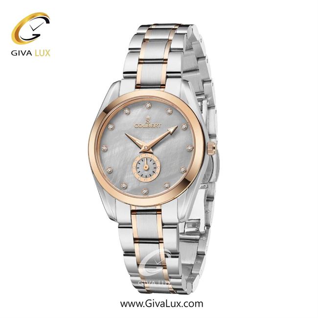ساعت مچی اورجینال زنانه کلبرت COLBERT دو موتوره زیر ثانیه رزگلد | رزگلد-نقره ای| طوسی| کد رفرنس 0308L