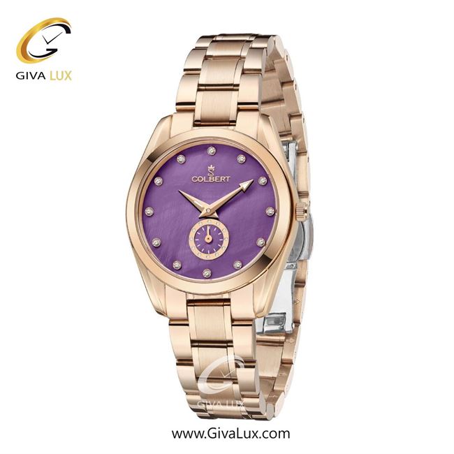 ساعت مچی اورجینال زنانه کلبرت COLBERT دو موتوره زیر ثانیه رزگلد | رزگلد| بنفش| کد رفرنس 0308L