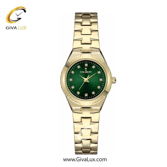ساعت مچی اورجینال زنانه کلبرت COLBERT طلایی | طلایی| سبز یشمی تیره| کد رفرنس 0309L