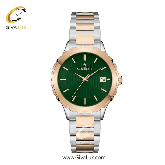 ساعت مچی اورجینال زنانه کلبرت COLBERT رزگلد | نقره ای-رزگلد| سبز یشمی تیره| کد رفرنس 0310L