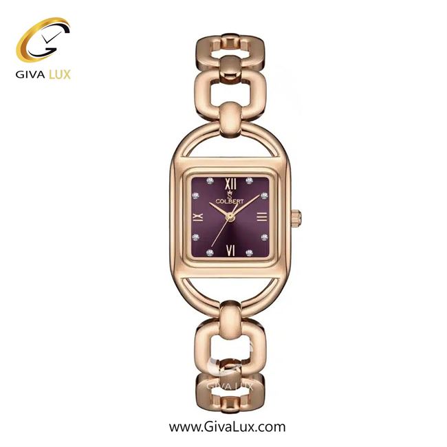 ساعت مچی اورجینال زنانه کلبرت COLBERT رزگلد | رزگلد| بادمجانی| کد رفرنس 0311L