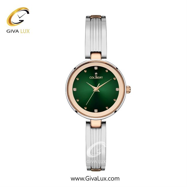 ساعت مچی اورجینال زنانه کلبرت COLBERT نقره ای-رزگلد | نقره ای-رزگلد| سبز یشمی تیره| کد رفرنس 0313L