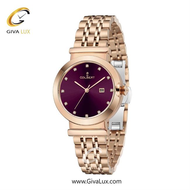 ساعت مچی اورجینال زنانه کلبرت COLBERT رزگلد | رزگلد| بادمجانی| کد رفرنس 0314L