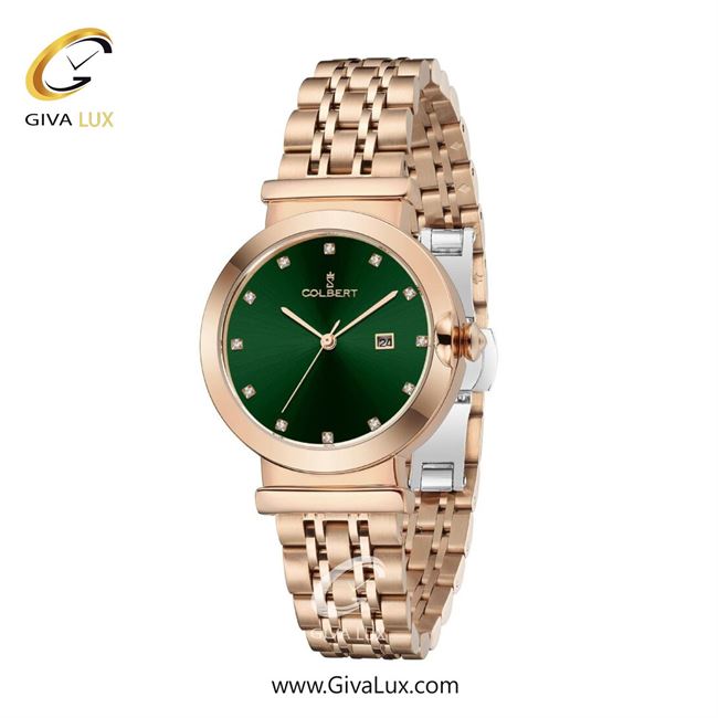 ساعت مچی اورجینال زنانه کلبرت COLBERT رزگلد | رزگلد| سبز یشمی تیره| کد رفرنس 0314L