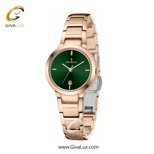 ساعت مچی اورجینال زنانه کلبرت COLBERT رزگلد | رزگلد| سبز یشمی تیره| کد رفرنس  0315L