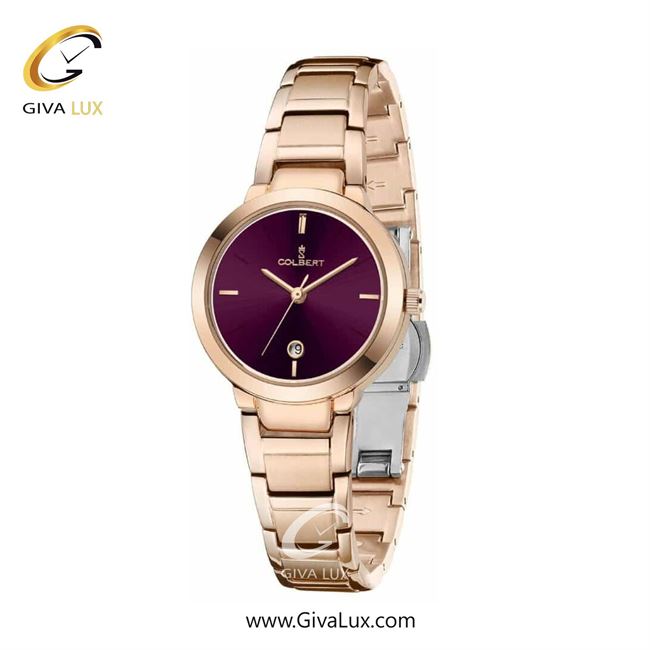 ساعت مچی اورجینال زنانه کلبرت COLBERT رزگلد | رزگلد| بادمجانی| کد رفرنس  0315L