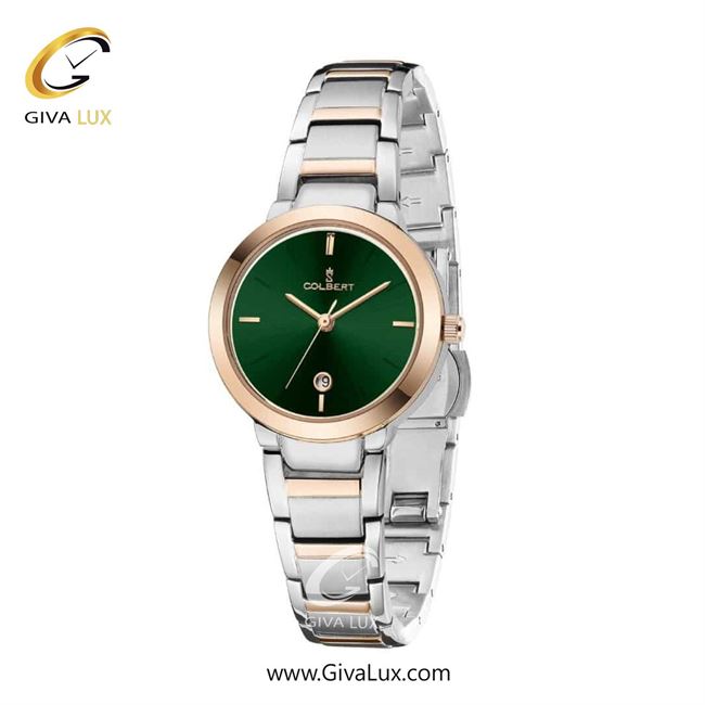ساعت مچی اورجینال زنانه کلبرت COLBERT رزگلد | رزگلد-نقره ای| سبز یشمی تیره| کد رفرنس  0315L