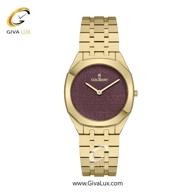 ساعت مچی اورجینال زنانه کلبرت COLBERT طلایی | طلایی| بادمجانی| کد رفرنس 0318L
