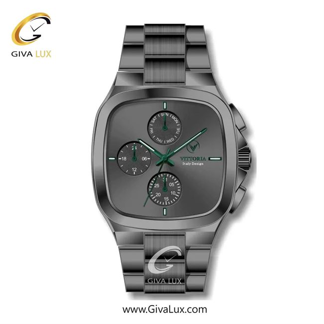 ساعت مچی اورجینال مردانه ویتوریا | Vittoria سه موتوره فول تایم تیتانیوم | تیتانیوم| دودی|تیتانیوم| کد رفرنس VT3185
